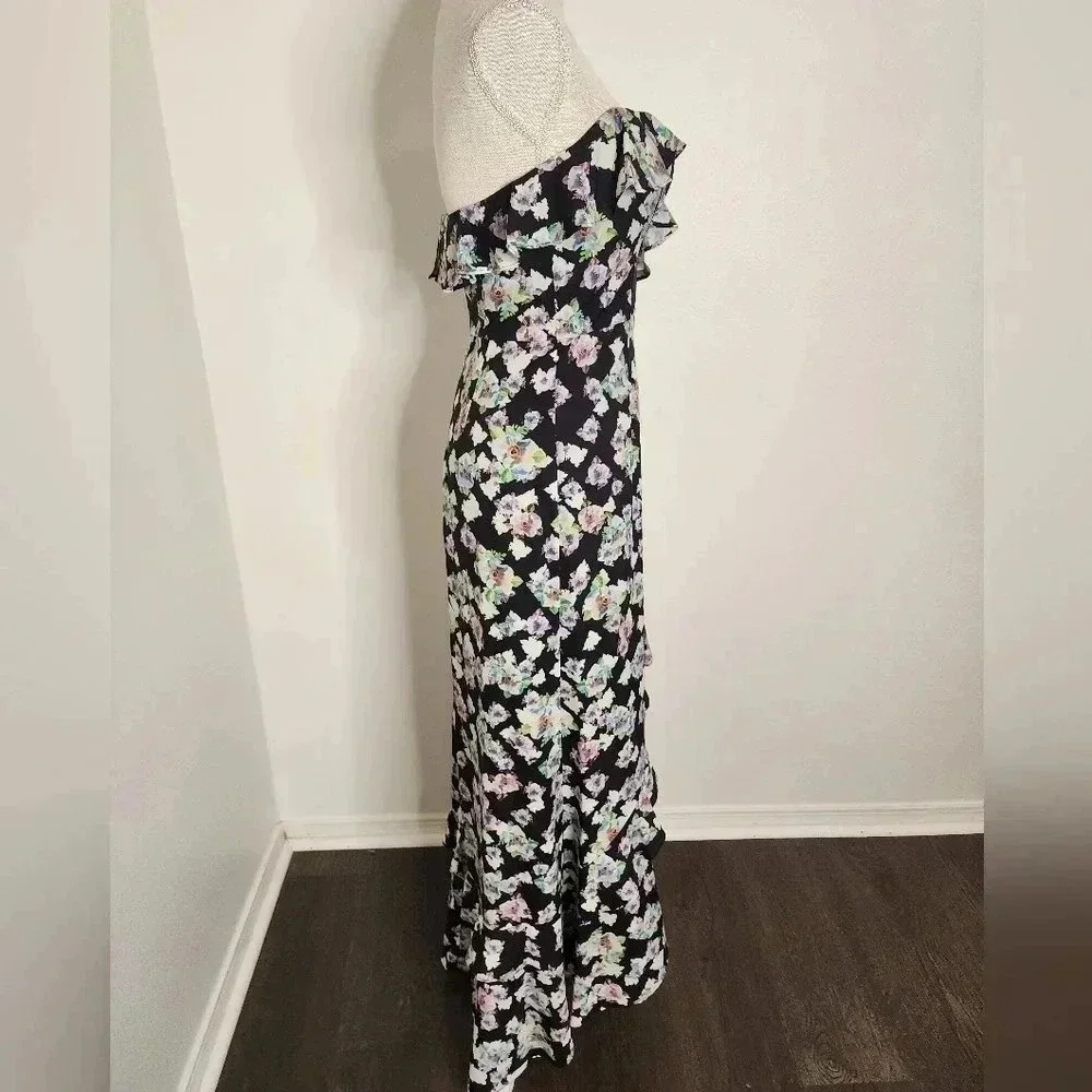 Aidan Mattox Floral Flounce High/Low Maxi Dress size 4 NWT Formal Wedding Guest - Picture 3 of 16